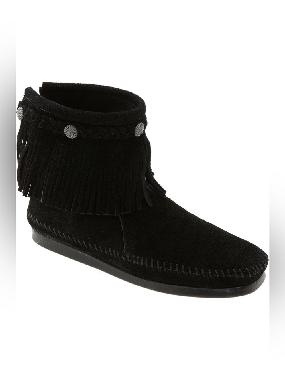 MINNETONKA Fringe Bootie black ankle size 8.5 used once